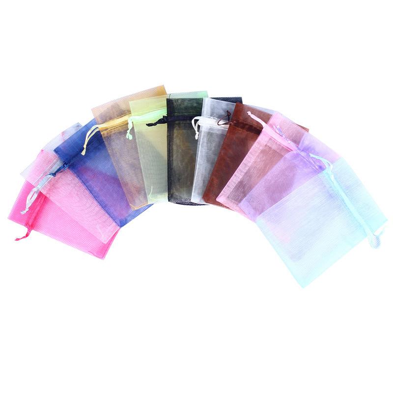 100 Bucăți/Lot Pungi Colorate din Organza 10x12cm/10x15cm/13x18cm Pungi de Ambalare Bijuterii Pungi cu Șnur pentru Depozitare Cadouri de Nuntă