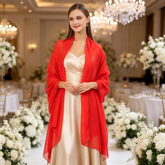 Atmungsaktiver Chiffon-Schal für Damen Damen-Schals und -Tücher Abendkleid, Uni-Schal, Weicher Schal Formelle Anlässe Eleganter Brautschal,