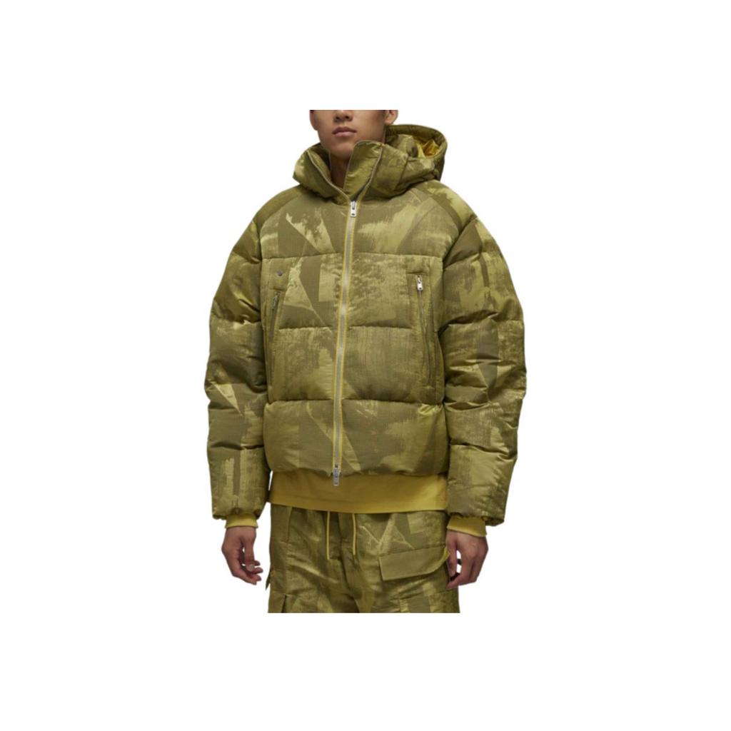 Adidas Y-3 Graphic Puffer Jacket Loose Fit Printed Zip Long Sleeve Hooded Down Jacket Unisex Jacket Yellow IP7939