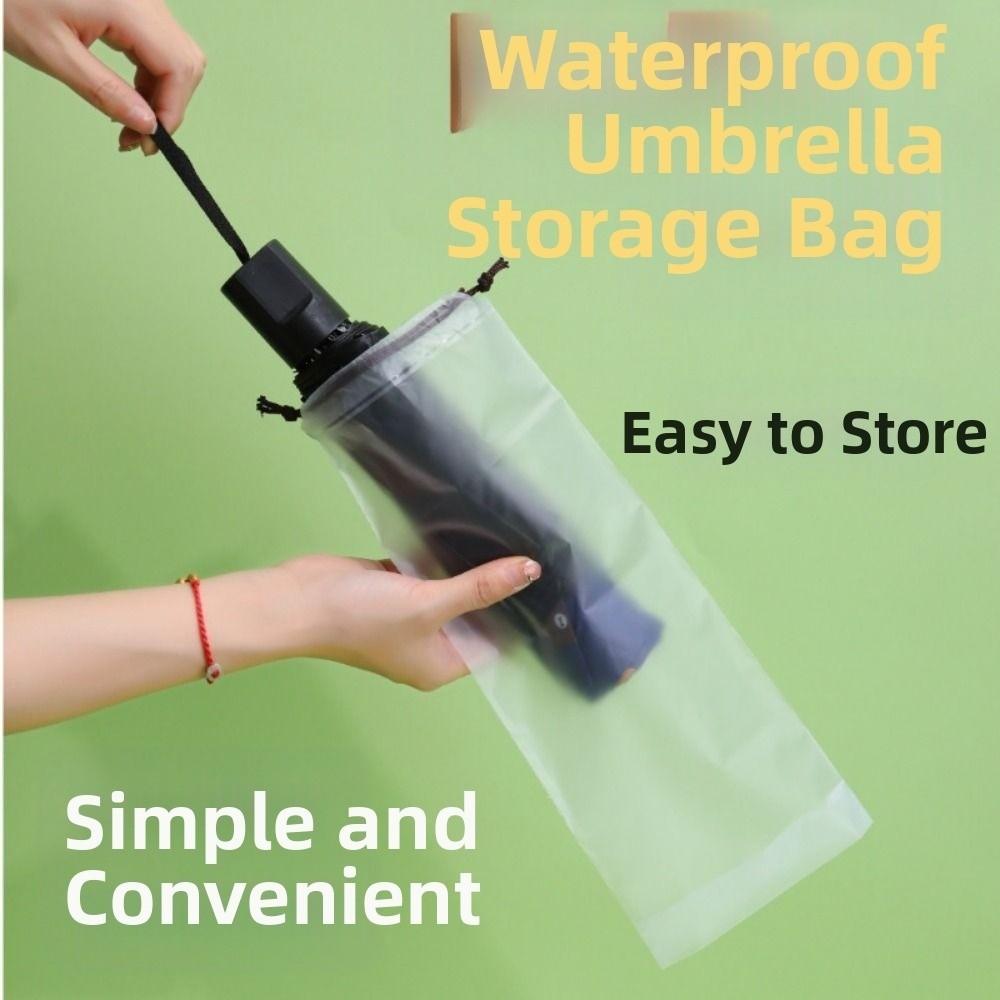 Translucent Collapsible Umbrella Cover Oxford Cloth Multi-purpose Waterproof Reusable Travel Bag 13*33cm Drawstring Pouch