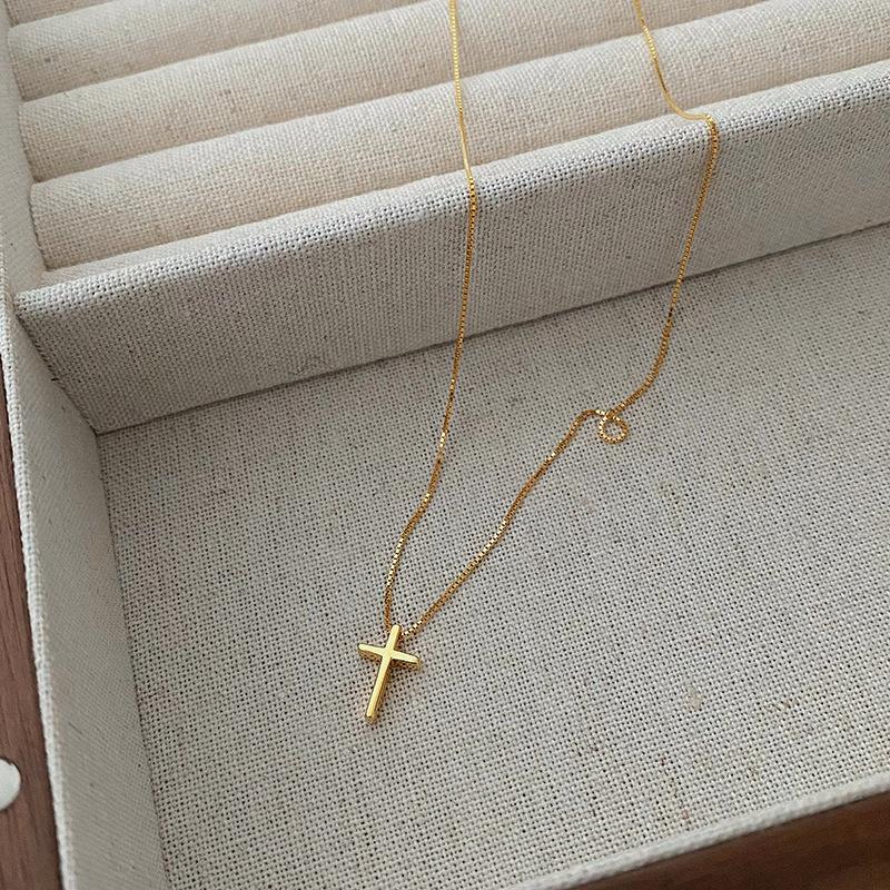 Einfaches Temperament Kreuz Halskette Süß Exquisit INS Stil Schlüsselbein Kette Silberschmuck