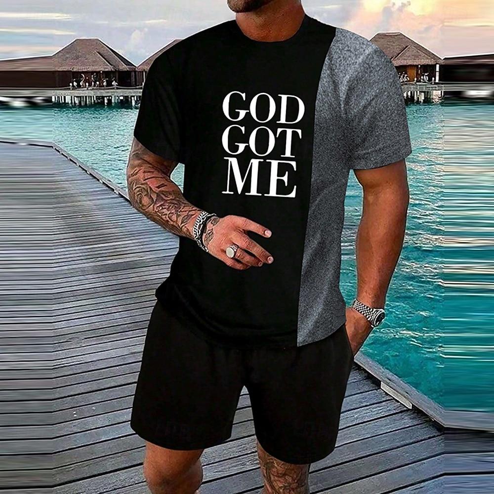 Men s Tees sets Summer Tops Short Sleeve Short Pants Crew Neck Sport Casual Outdoor Sport Daily  Summer S