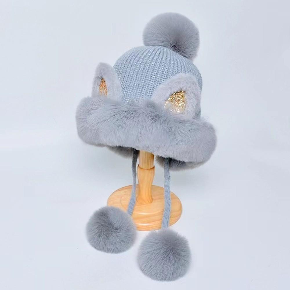 Woolen Cat Ears Beanie Fluffy Lei Feng Hat Personality Ear Protection Hat  Winter/Autumn
