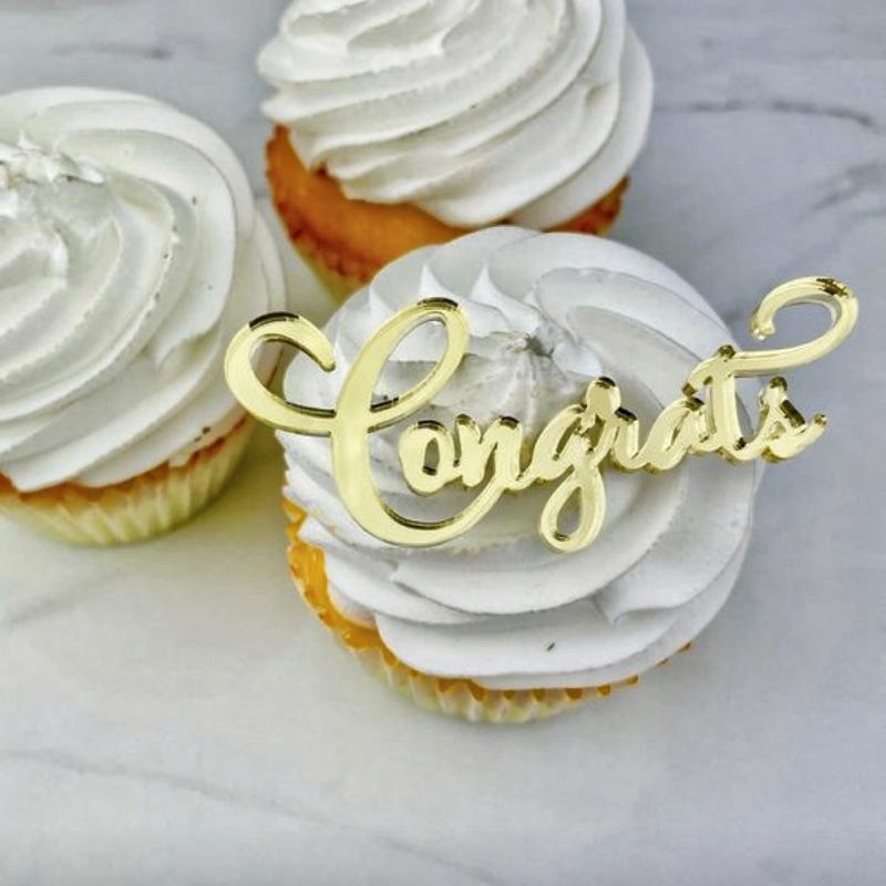 10Pcs Congrat Bachelor Hat Cupcake Toppers Acrylic Cake Topper Graduate Party Graduation Cake Decorating Supplies Class of 2024