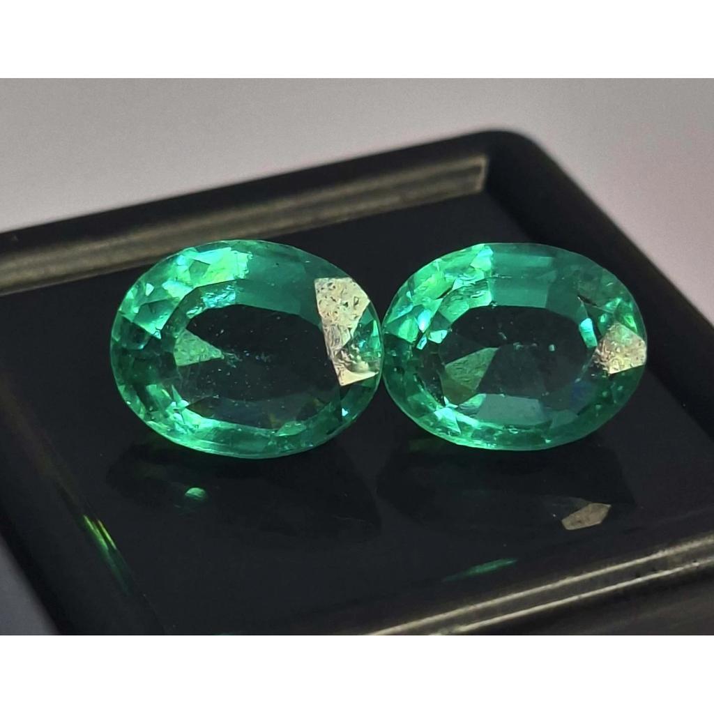 Beautiful Zambian Green Emerald Natural Oval Cut 8-10 Ct Pair Loose Gemstone