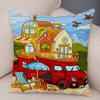 Pillowcase Happy Camper Cartoon House Travel Car Cushion Cover Sofa Home Super Soft