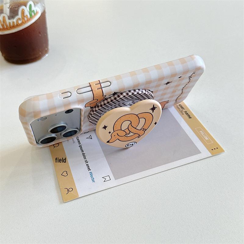 

Korean Style Bread Knot Dachshund Magnet iPhone 17/16 Pro Max/15 Pro Case iPhone 15 Pro
