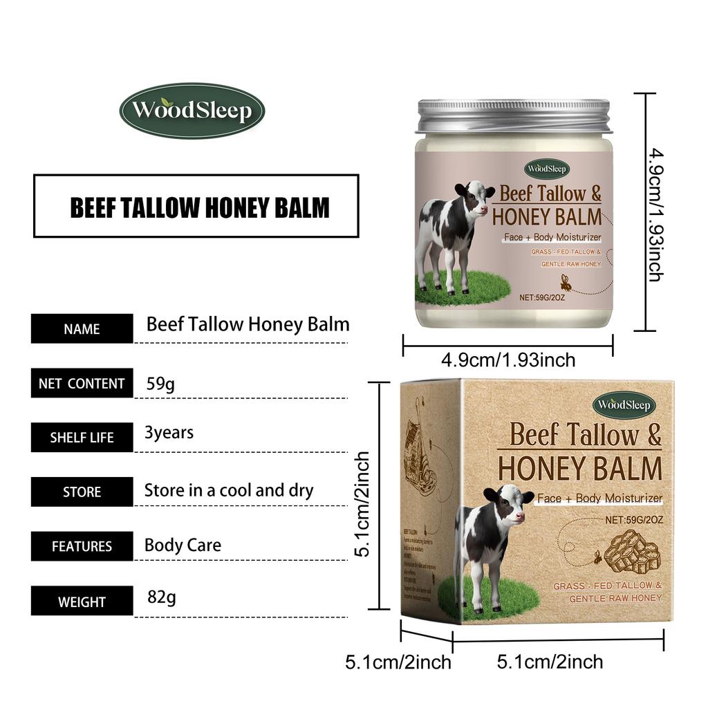 Organic Beef Tallow Honey Moisturizer Grass Fed Beef Tallow Face Cream Soothing Firm Increase Elasticity Whipped Smooth Lotion