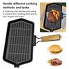 34X19cm  Iron Steak Pan Rectangular Frying Pan with Handle Skillet for Induction Cooker for Outdoor Hiking Picnic Cooking
