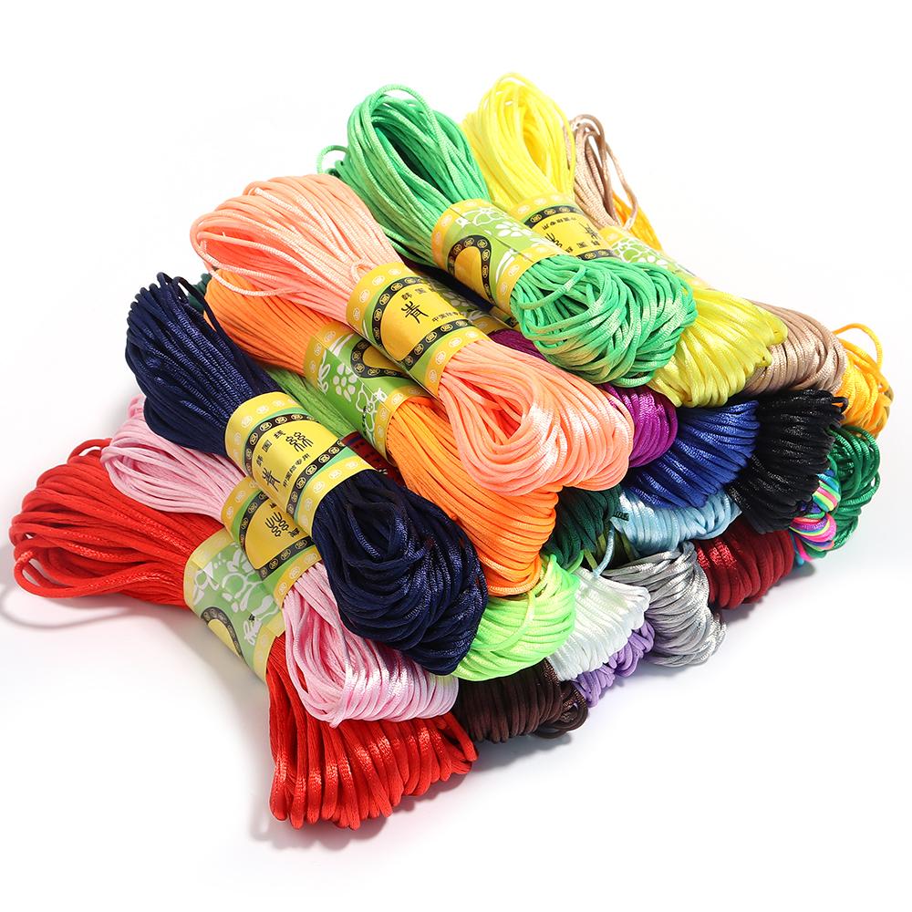 20m/lot 1.5/2mm Colorful Nylon Cord Threads Chinese Knot Macrame Cord Bracelet Braided String DIY Jewelry Tassels Beading Thread