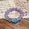 Natural Lavender Amethyst Crystal Bead Bracelet With Large 12mm Faceted Stones Elegant Boho Womens Handmade Jewelry
