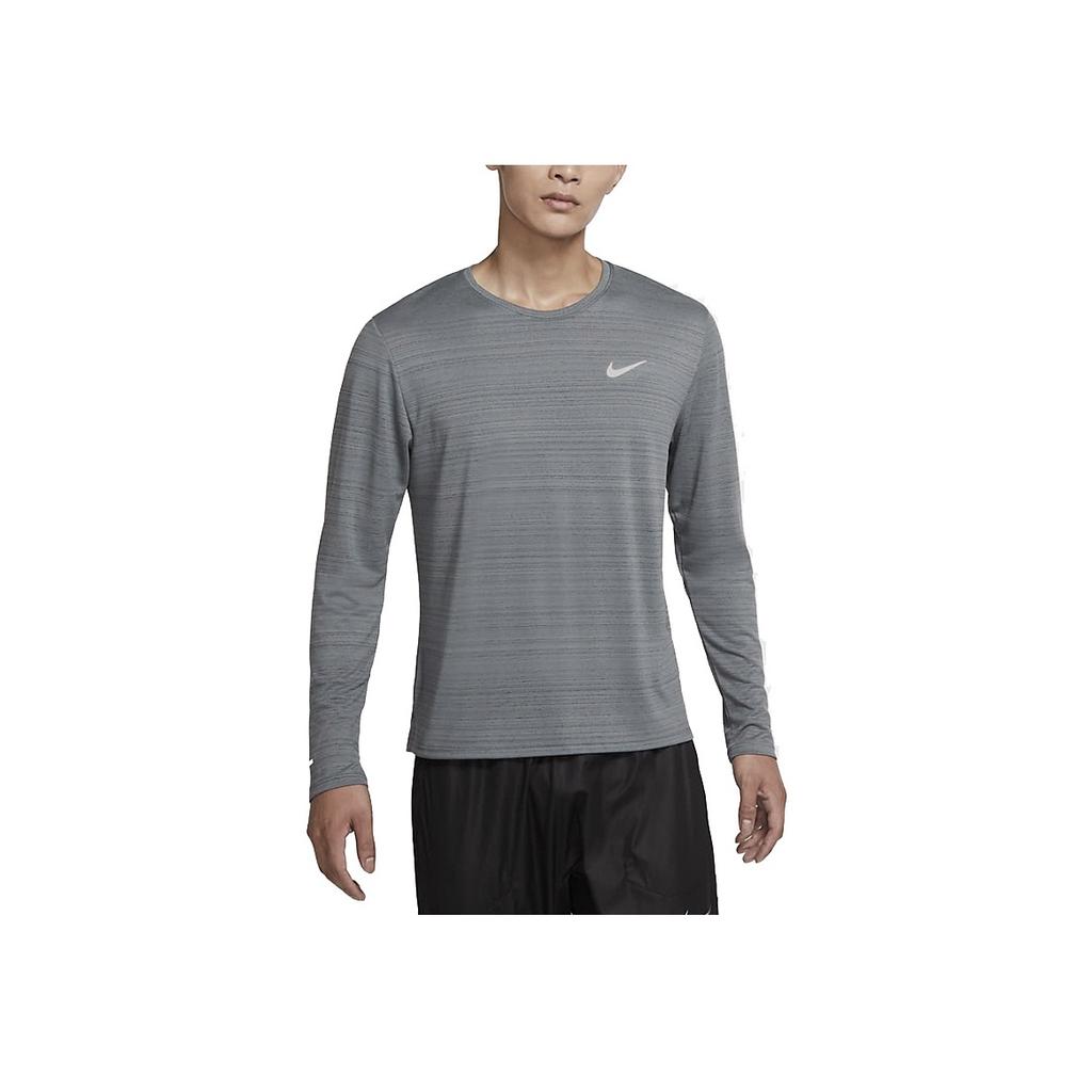 Nike Dri-FIT Miler Long Sleeve Running Fitness Top Men Tops Smoke-Grey CU5990-084