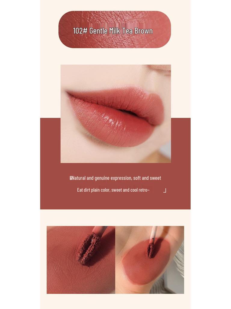 Samtige Luft-Lippenfarbe - Spiegelfinish Matt, Transferfeste Aufhellende Lippenfarbe