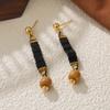 Bohemian beaded handmade design natural stone earrings retro personality new Chinese stud earrings premium feeling earrings