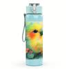 1PC Parrot Tropical Feather Splash 750ml Color Plastic Sports Water Bottle Leakproof Flip Straw Lid Suitable for Sports Office Home Use