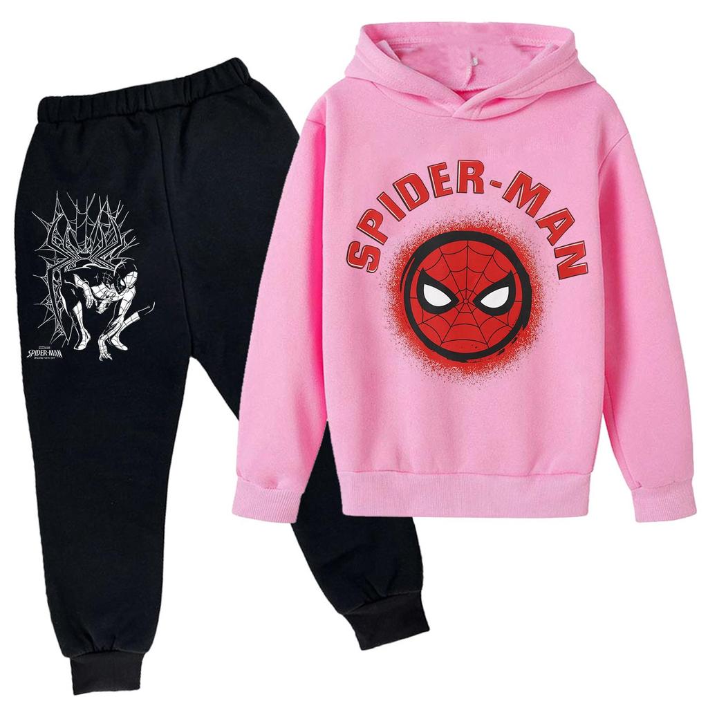 Kids Printed Hoodie and Sweatpants Set Long Sleeve Loose Fit Pullover Outfit for Boys and Girls