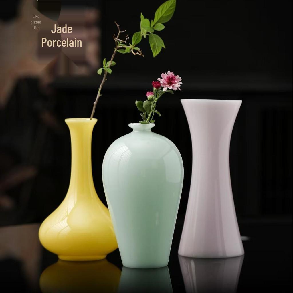 Handmade Dehua Jade Porcelain Vase for Flower Arrangements - Small Home Decor Ornament