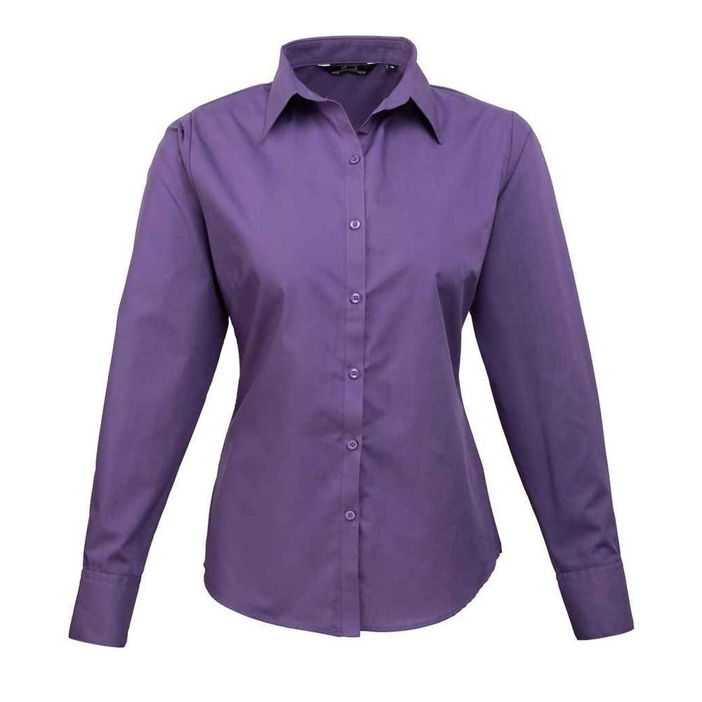 Premier Womens/Ladies Poplin Long-Sleeved Blouse