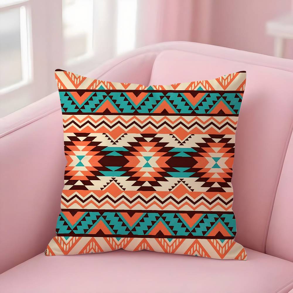 Fashion Bohemia Painting Pillow Case Plush Fabric Soft Double-Sided Printed Sofa Warm Winter Home Gift Cushion Cover