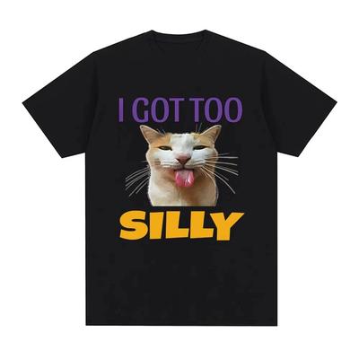 Eu Fiquei Muito Bobo Meme Engraçado de Gato Camiseta Gráfica Masculina Feminina Moda Camisetas Vintage Casuais Camiseta Streetwear
