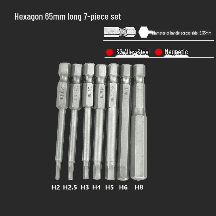 S2 Air Impact Hex Socket Bit Set, Pneumatic & Electric Screwdriver, 1/4 Strong Magnetic