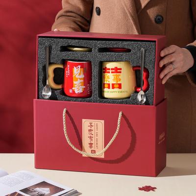 My Family Has A Ceramic Cup with A Lid Spoon for Couples Mug Love Hand Held Water Cup Souvenir Wedding Gift