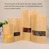 10pcs Kraft Paper Bags Zip Lock Brown With Window Stand Up Resealable Grip