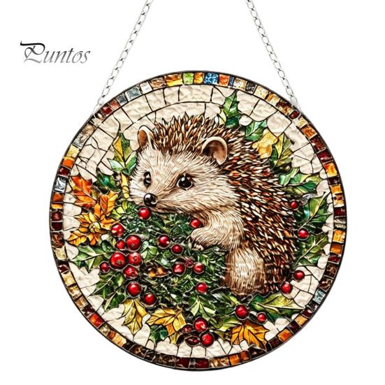 Leichtes Dekoratives Kunstobjekt Acryl-Fensteraufhänger im Buntglas-Stil, Lebensbaum & Winterwald Bunter Hängeornament Runder Sonnensammler