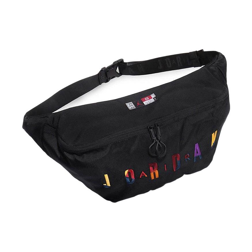 Jordan Crossbody Colorful Embroidered Large Logo Versatile Zipper Polyester Waist Bag Unisex crossbody bag Black 9A0255-K5T
