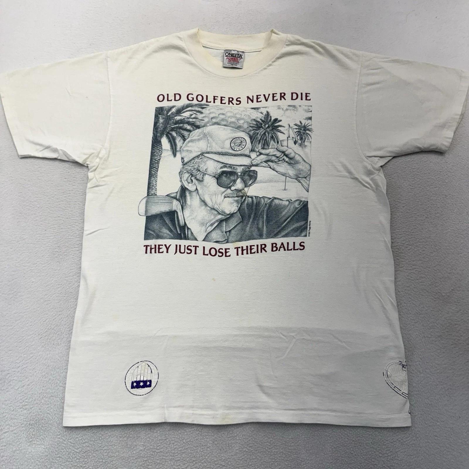 

VTG 90s Old Golfers Lose Their Balls T-Shirt Single Stitch Adult Rare L Art M