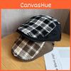 Retro Plaid Patchwork Newsboy Cap For Women Spring Summer Fashion Sun Protection