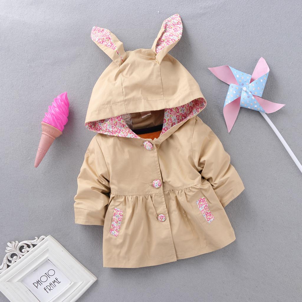 Girls Coat Autumn Baby Candy Color Long Sleeved Cotton Windbreaker Trench Outwear Tops
