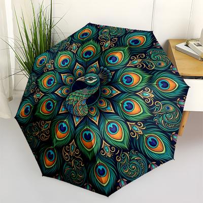 1pc Peacock Mandala Artwork Umbrella with Plastic Handle,Compact & Stylish,Suitable for All Seasons YS331079