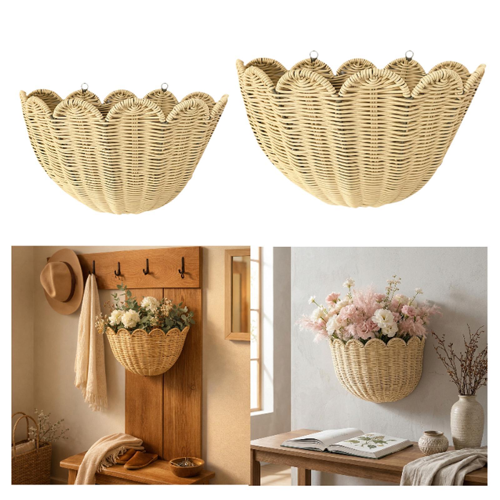 

Hanging Basket Vintage Multifunctional Ornament Wall Hanging Flower Basket Hand Woven Wall Basket Organizer for Home Vegetable S