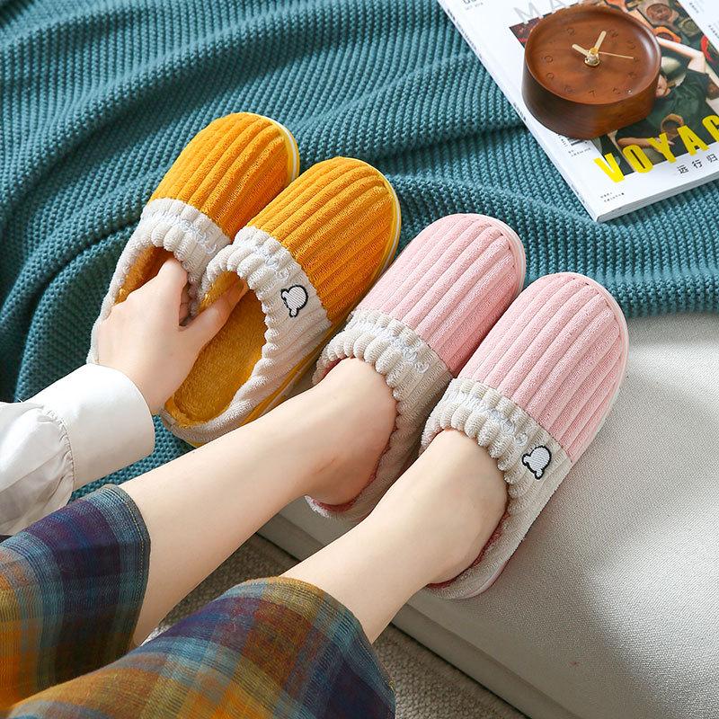 Cotton slippers couple spring and autumn winter home use indoor non-slip home ladies warm winter plush men
