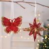Glitter Sequined Christmas Ornament Red Snowflake/Butterfly/Star/Reindeer/Ballerina Hanging Decoration for Xmas Tree Doors Walls Holiday Home Decor