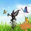 Flower Fairy Garden Sculpture Floor Plug Outdoor Garden Metal Iron Lawn Inserts Outdoor Decorations