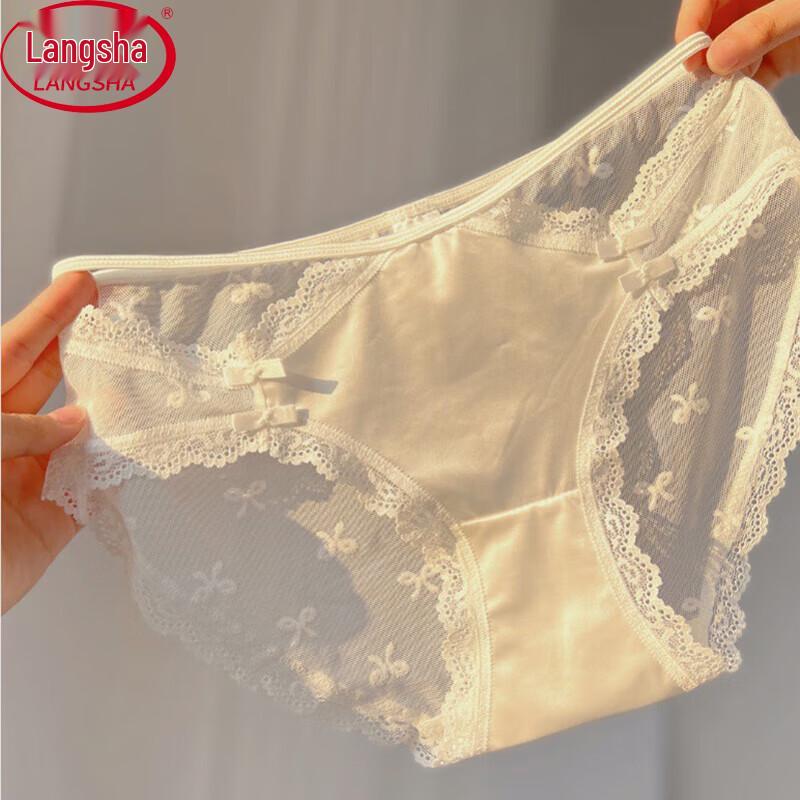 

Langsah Женские кружевные французские трусики из ледяного шелка, 3 шт. L