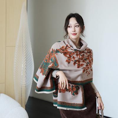 New Winter Scarf for Women Fashionable Double Sided Jacquard Shawl Warm and Thickened Versatile for Taking Photos Scarf