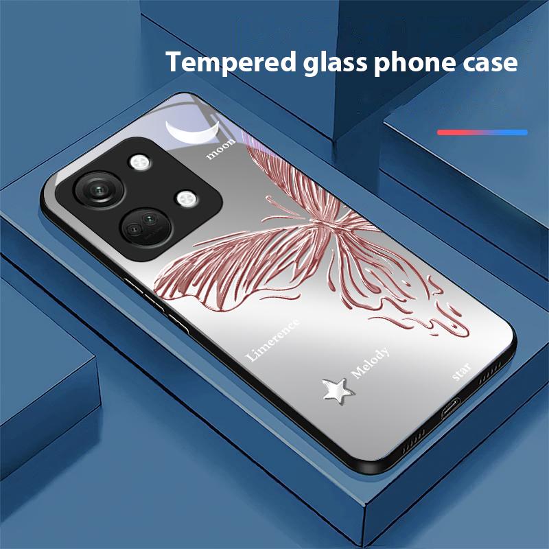 Metallic Butterfly Für OnePlus Nord 3 5 6T 7 Pro 8 12 10T Reno8 Lite 5G 10R Nord N30 Hartschale Panzerglas Handyhülle Schwarz