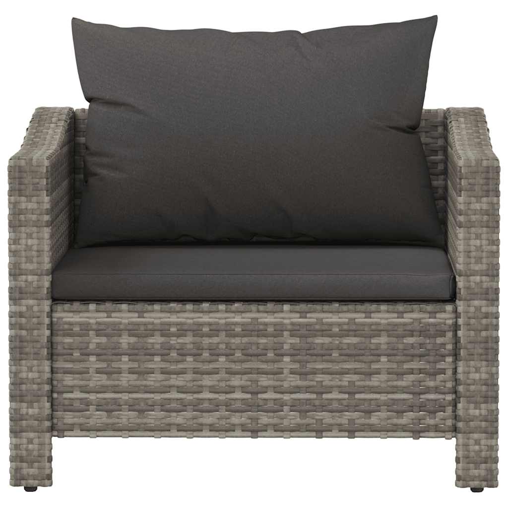 Garden Armchair with Cushions Grey Poly Rattan
