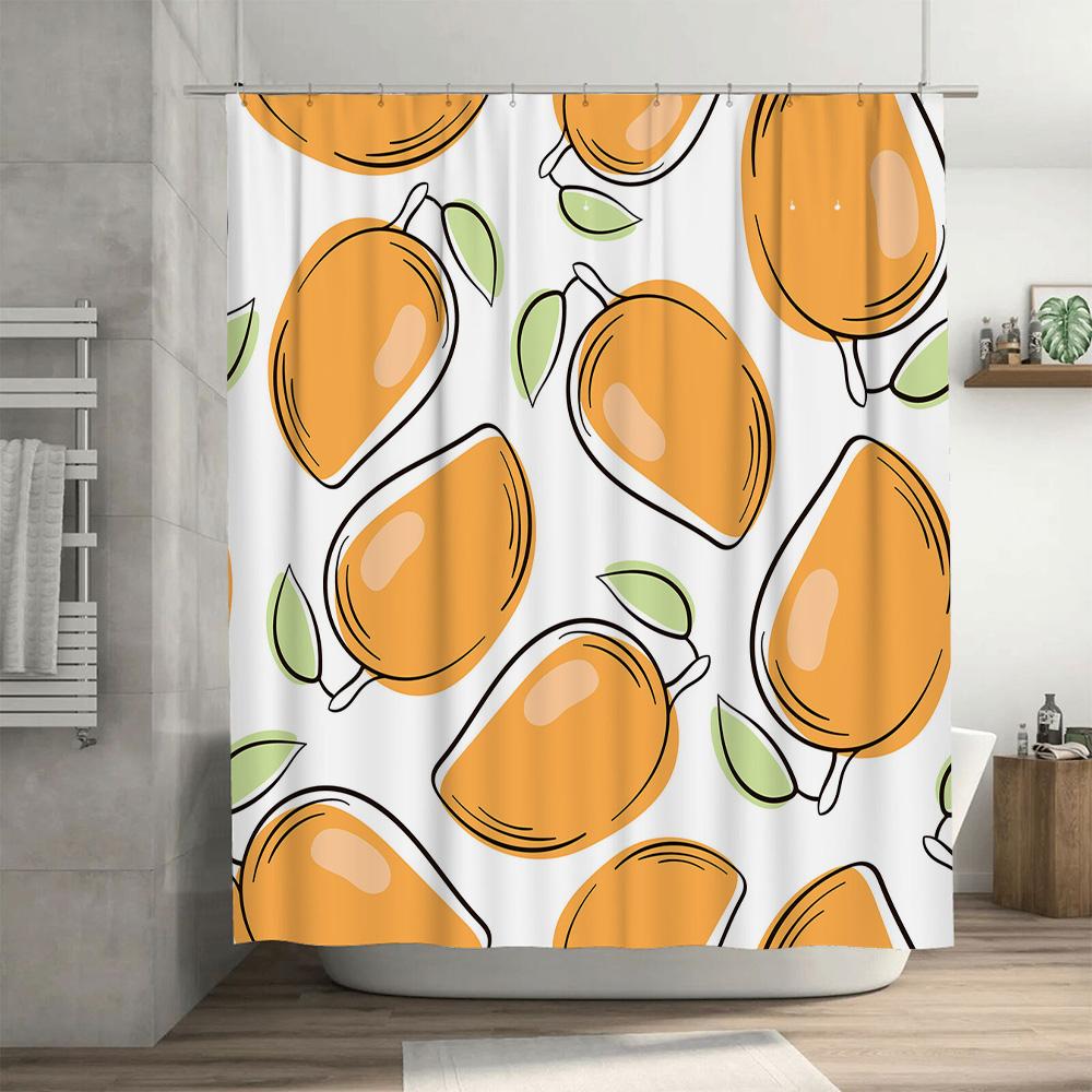 Stylish shower curtain with cute fruit pattern for bathroom decor waterproof fabric in vibrant colors