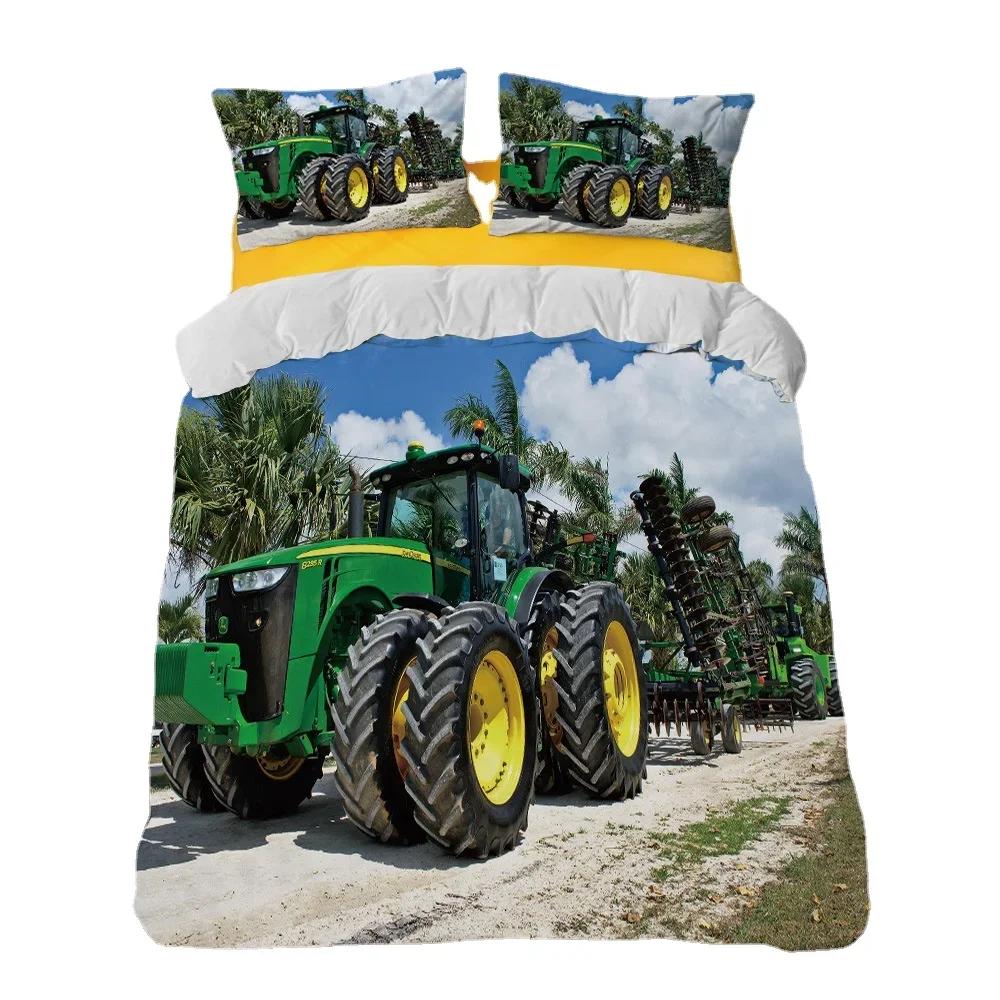 Comforter Rooster Rural Farmhouse On The Country Road With Barn Tractor On Side In Stormy Day Picturedecorative Bedding