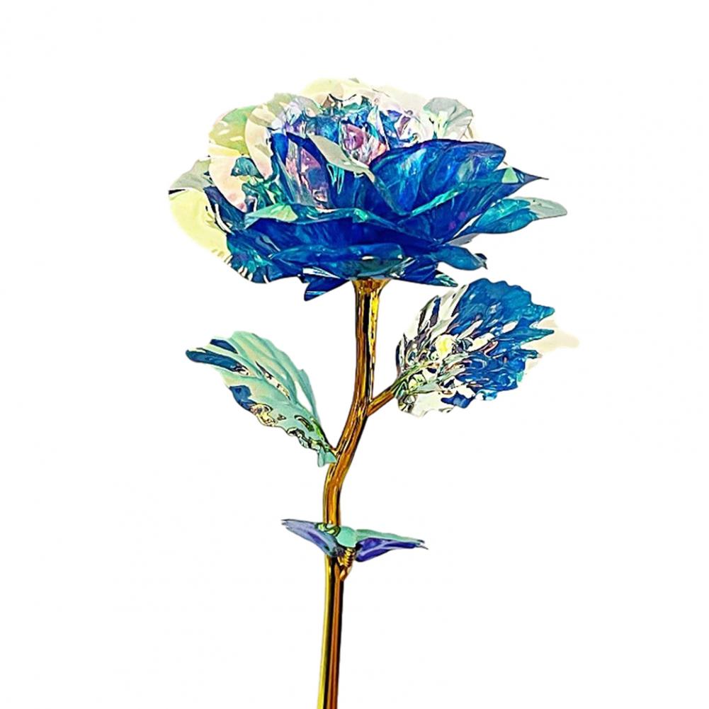 Artificial Rose Decorative Flower Stem Colorful Artificial Rainbow Rose with Led String Lights Forever Flower Gift for Women Mom