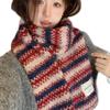 Warm Striped Knit Scarf 164cm X 30cm Winter Neck Warmer Fleece Lined Scarf  Outdoor Wear