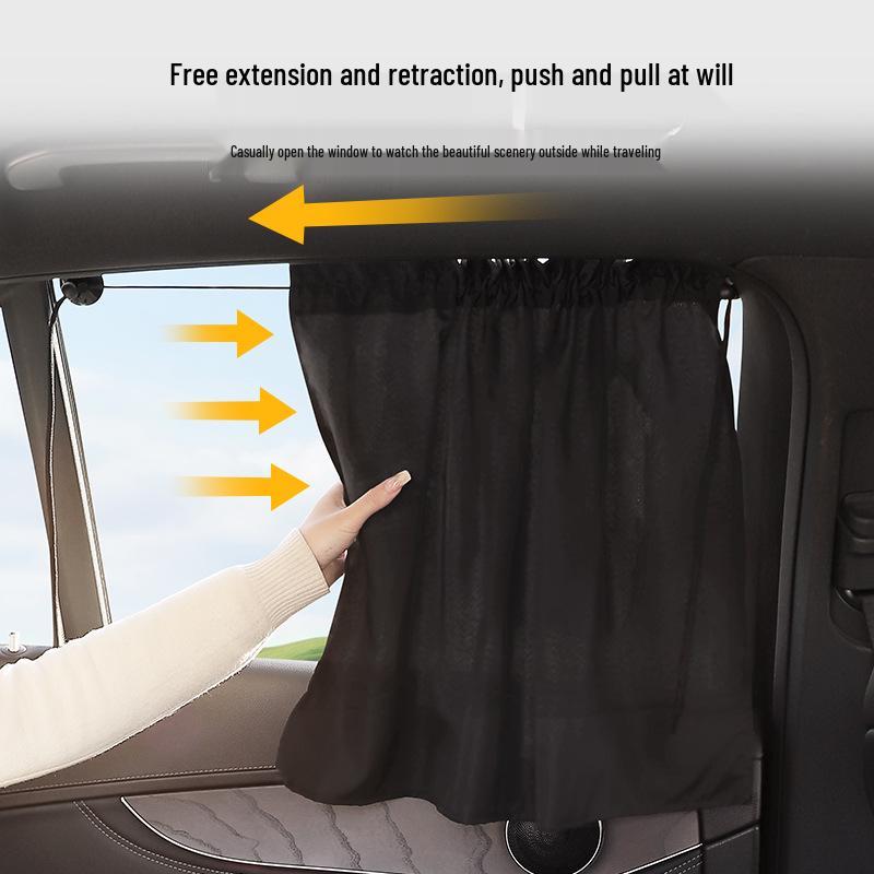 Car Sunshade Privacy Curtain with Suction Cup for Side Windows - Blackout, Heat Insulation, UV Protection for Baby's Interior Comfort.