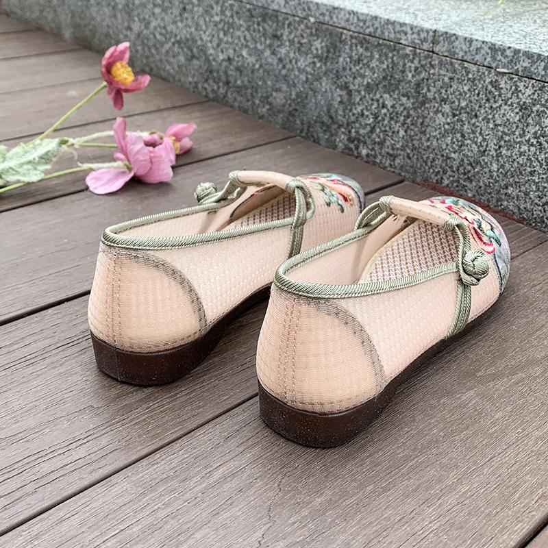 Fashion Summer Tennis Shoes New Women's Casual Breathable Sling Embroidered Lefu Shoes Fashion Hollow Cloth Shoes