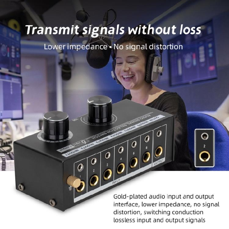 Compactly 6Channel Audios Switcher For Clear Sound And Easy Setups Eliminates Noise and Sound Interferences Selector