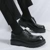 Fashion Spring New Thick Soled Lace Up Oxford Shoes for Men Designer Leather Shoes Waterproof Platform Business Formal Round Toe Shoes