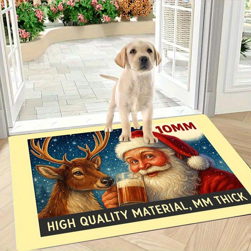 1Pcs Anti Fatigue Kitchen Rugs,  Santa Claus ReindeerPrint Waterproof Non-Slip Thick Cushioned Kitchen Mat Heavy Duty Comfort Standing Mat for Kitchen
